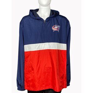 NHL Columbus Blue Jackets 1/4 Zip Pullover Windbreaker Mens 2XL Pockets New